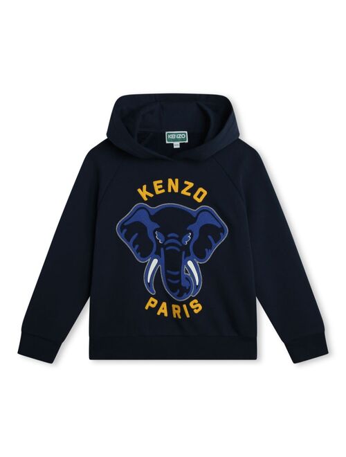 Kenzo Kids logo-embroidered cotton hoodie