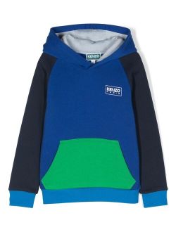 Kids colour-block cotton hoodie