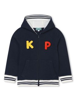Kids patterned intarsia-knit zip-up hoodie