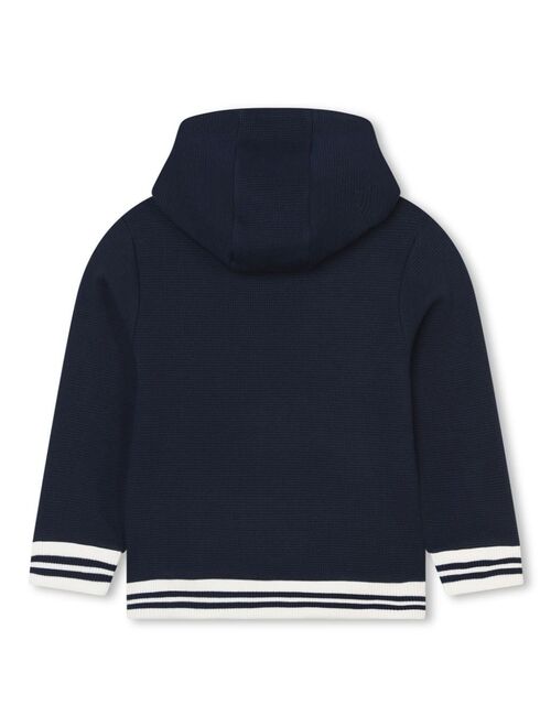 Kenzo Kids patterned intarsia-knit zip-up hoodie