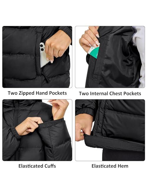 Little Donkey Andy Women's Hooded Puffer Jacket Full-Zip Winter Lightweight Windproof Warm Quilted Coat with Pockets