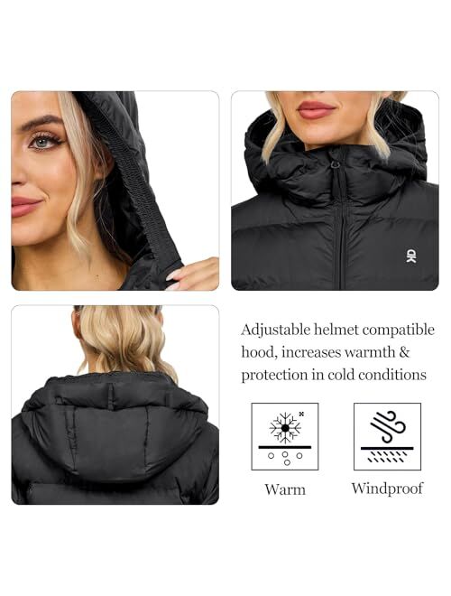 Little Donkey Andy Women's Hooded Puffer Jacket Full-Zip Winter Lightweight Windproof Warm Quilted Coat with Pockets
