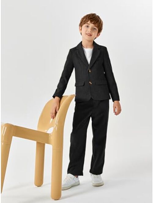 Batermoon Boys' 2-Piece Formal Suits Kids Slim Fit Suit Set Blazer and Pants Outfit