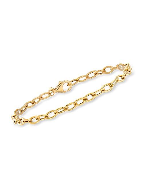Ross-Simons Italian 4mm 18kt Yellow Gold Oval Cable-Link Bracelet. 7 inches