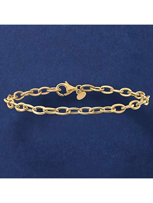 Ross-Simons Italian 4mm 18kt Yellow Gold Oval Cable-Link Bracelet. 7 inches