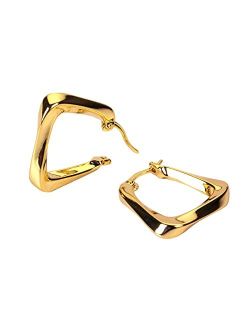 Z NEWDECO Gold Hoop Earrings for Women,18K Gold Plated Thick Hoop Earrings,Hypoallergenic Huggie Hoops Earrings for Women Girls Gifts