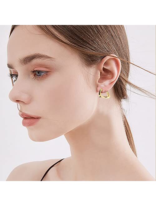 Z NEWDECO Gold Hoop Earrings for Women,18K Gold Plated Thick Hoop Earrings,Hypoallergenic Huggie Hoops Earrings for Women Girls Gifts