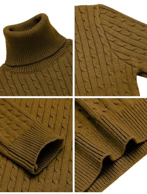 Arshiner Boy's Ribbed Turtleneck Cable Knitted Sweater Slim Fit Pullover Sweater for Kids 4-13 Years
