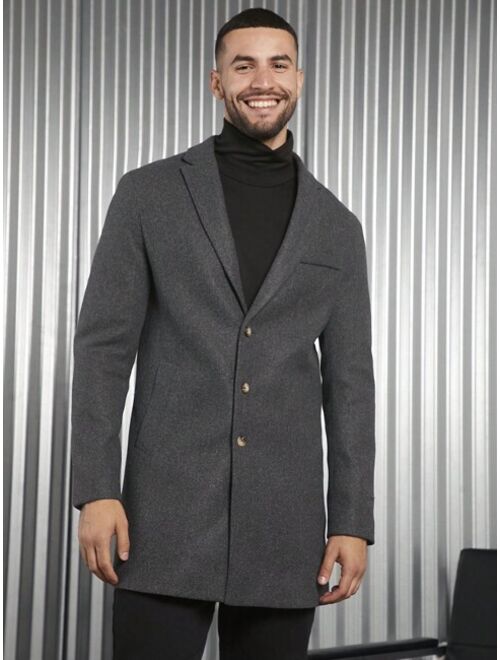 Shein Manfinity Homme Men 1pc Lapel Neck Button Front Overcoat