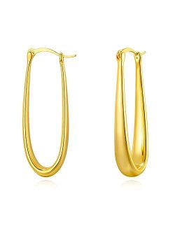 KesaPlan Thick Gold Hoop Earrings for Women,18K Gold Plated Sterling Silver Chunky Hoop Earrings Fashion Geometry Square Earrings Gold Jewelry for Gifts