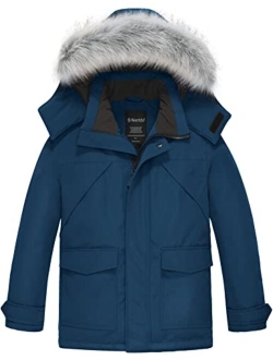 Wantdo Boy's Thicken Puffer Jacket Warm Winter Coat Water Resistant Winter Jacket Windproof Hooded Parka