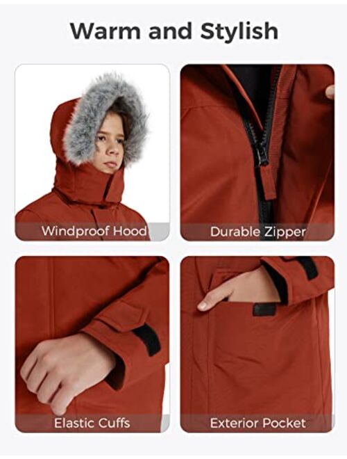 Wantdo Boy's Thicken Puffer Jacket Warm Winter Coat Water Resistant Winter Jacket Windproof Hooded Parka
