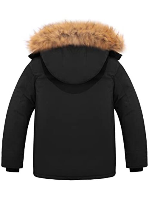 Wantdo Boy's Winter Ski Jacket Waterproof Parka Winter Coat Outwear with Hood