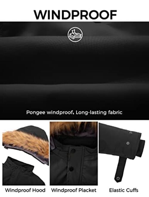 Wantdo Boy's Winter Ski Jacket Waterproof Parka Winter Coat Outwear with Hood