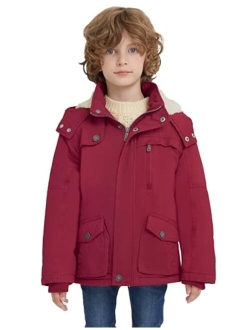 WenVen Boy's Winter Thicken Cotton Coat Heavy Sherpa Lined Hooded Parka Jacket
