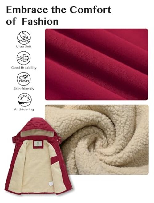 WenVen Boy's Winter Thicken Cotton Coat Heavy Sherpa Lined Hooded Parka Jacket