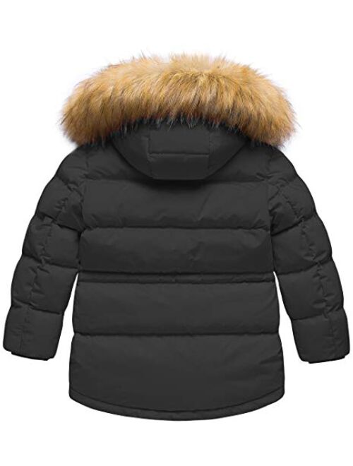 CREATMO US Boy's Winter Parka Water Resistant Hooded Puffer Fleece Lined Jackets Coats