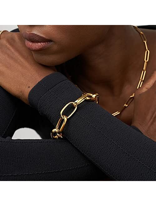 OAK & LUNA - Personalized Chunky Designer Paperclip Bracelet With Up To 4 Engravings - Statement Gift For Women, Her - Minimalistic Jewelry For Christmas, Mother's Day