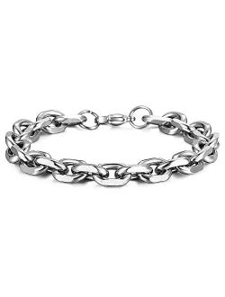 Trendsmax Unisex Oval Rolo Cable Chain Link Stainless Steel Bracelet Silver Tone 7-11 Inch