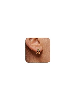 Poaiiu Chunky Gold Hoop Earrings for Women 14K Gold Plated/Sliver Waterdrop Hoops Lightweight Teardrop Earrings Trendy Jewelry for Girls