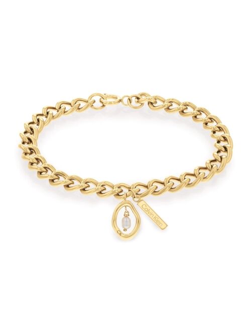 Calvin Klein Gold-Tone Imitation Pearl Linked Bracelet