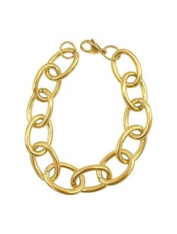 ADORNIA Women's Oval Link Gold-Tone Chain Bracelet