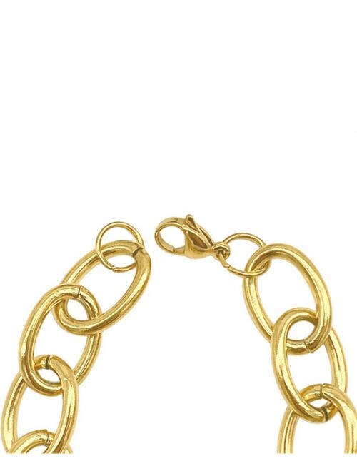 ADORNIA Women's Oval Link Gold-Tone Chain Bracelet