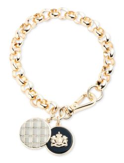 Lauren Ralph Lauren Gold-Tone Tartan Pattern & Crest Charm Flex Bracelet