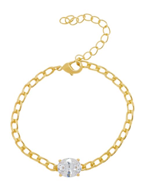 Macy's Cubic Zirconia Oval Chain Link Bracelet in 14K Gold Plated