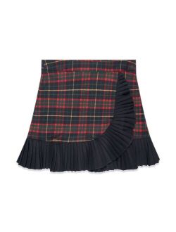 tartan-pattern ruffled skirt