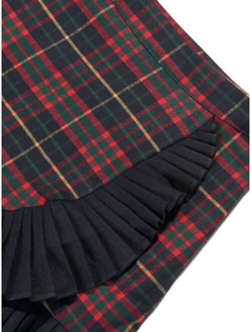 Patachou tartan-pattern ruffled skirt