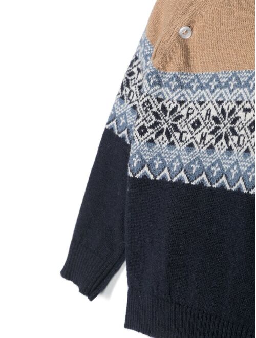 Patachou patterned intarsia knit crew-neck jumper