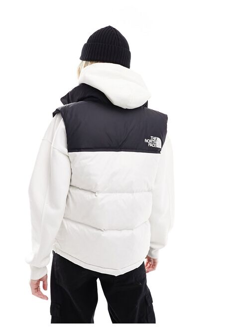 The North Face 1996 Retro Nuptse down puffer vest in white and black