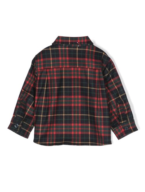 Patachou logo-patch checked shirt