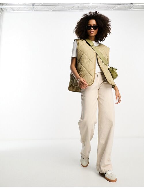 ASOS DESIGN diamond quilt vest in caramel