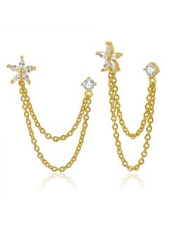 ToHeart Chain Earrings for Women Gold Chain Earrings Handpicked 14k gold stud earrings Jewelry Gifts
