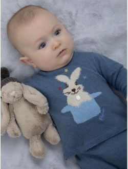 rabbit-pattern crew-neck jumper