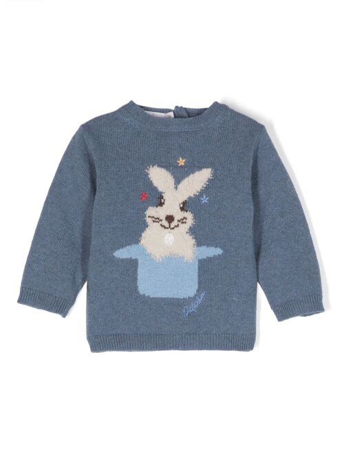 Patachou rabbit-pattern crew-neck jumper