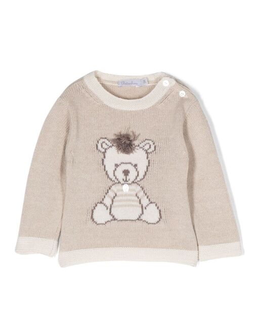Patachou bear-motif intarsia-knit jumper