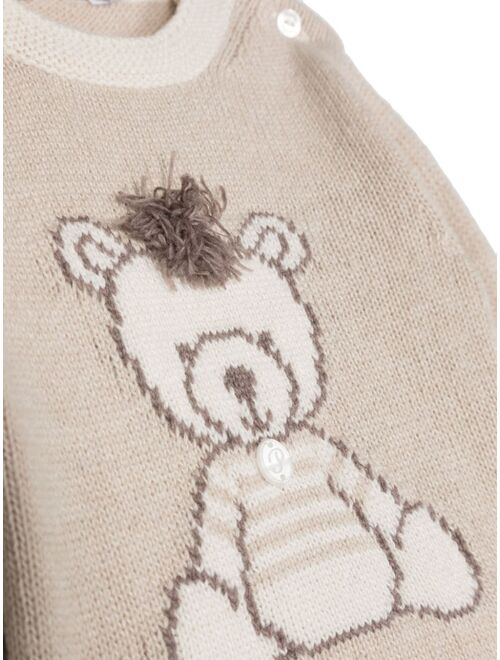 Patachou bear-motif intarsia-knit jumper