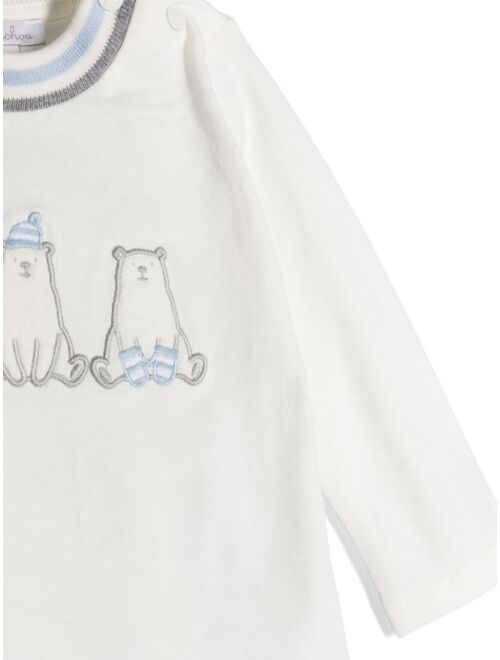 Patachou polar-bear appliqu striped T-shirt