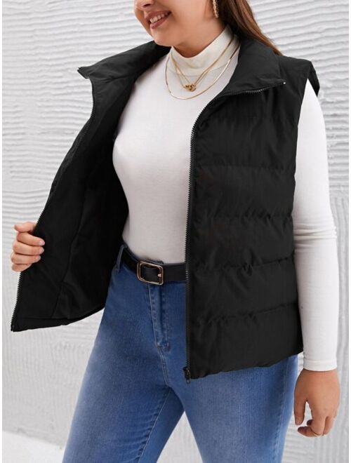 SHEIN LUNE Plus Zip Up Vest Puffer Coat