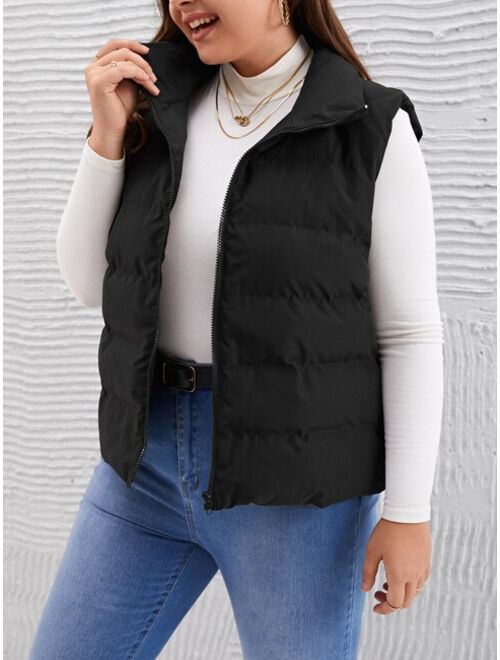 SHEIN LUNE Plus Zip Up Vest Puffer Coat