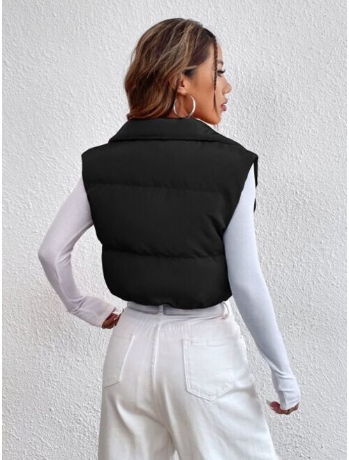 SHEIN EZwear Zipper Front Vest Puffer Coat
