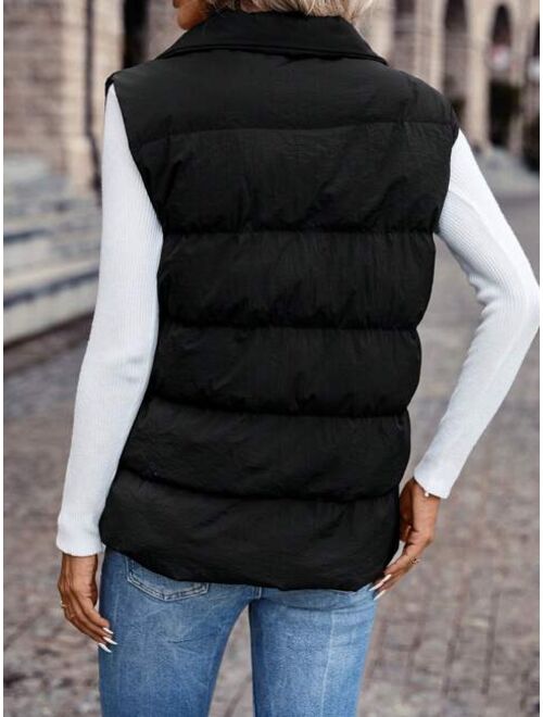 SHEIN Frenchy Snap Button Puffer Vest Coat