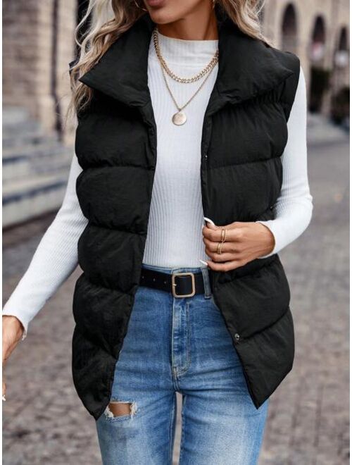 SHEIN Frenchy Snap Button Puffer Vest Coat