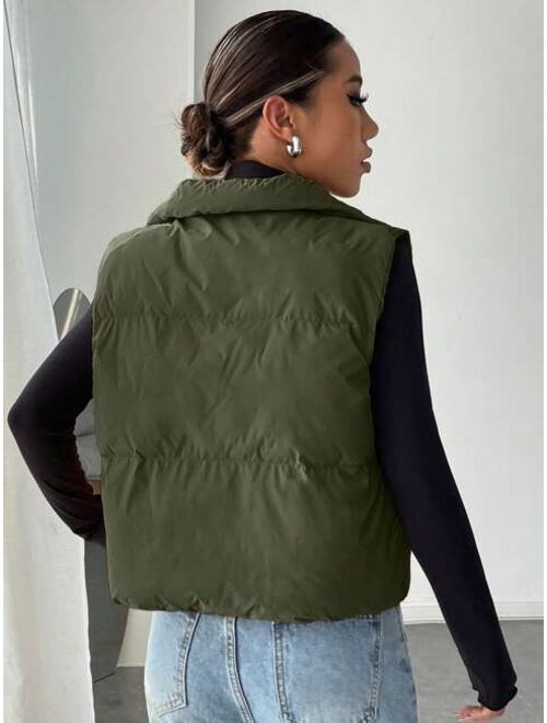 SHEIN EZwear Zipper Vest Puffer Coat