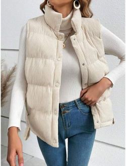 SHEIN Frenchy Snap Button Front Vest Puffer Coat