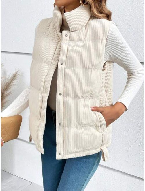 SHEIN Frenchy Snap Button Front Vest Puffer Coat
