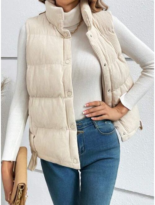 SHEIN Frenchy Snap Button Front Vest Puffer Coat